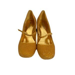 Jeffrey Campbell Regal Faux Suede Block Heel Pumps Gold